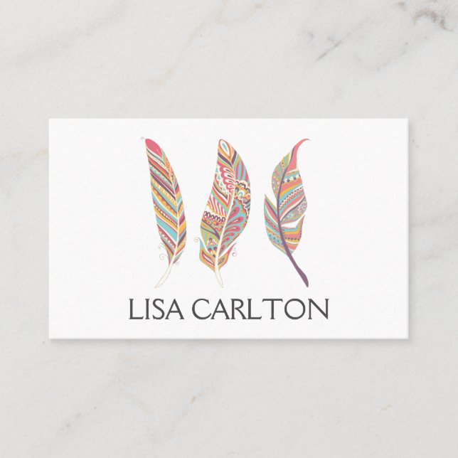 Bold Abstract Feather Business Card (Front)