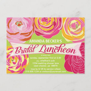 Bold Abstract Floral Bridal Luncheon Invitation