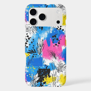 Bold Abstract Floral in Blue Pink and Yellow