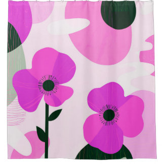 Bold Abstract Floral Pattern Shower Curtain