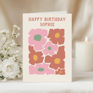 Bold Abstract Flower_ Modern Retro Floral Birthday Card