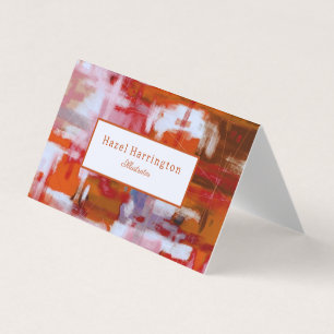 Bold Abstract Folded Business Card Customize Red
