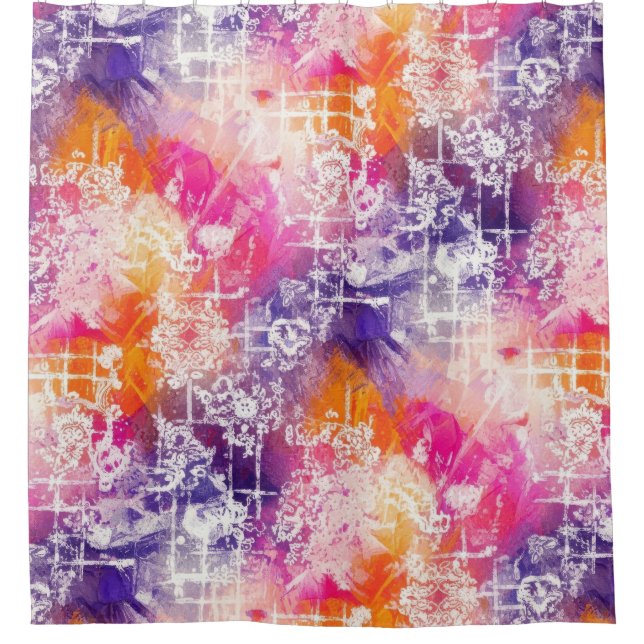 Bold Abstract Geometric - Grunge Brush Texture (4) Shower Curtain (Front)