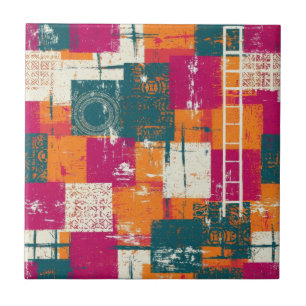 Bold Abstract Geometric - Grunge Brush Texture Tile