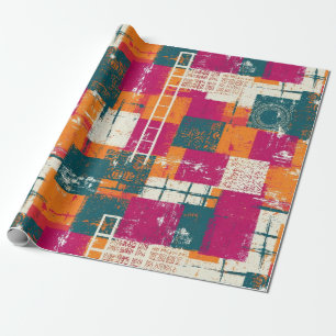 Bold Abstract Geometric - Grunge Brush Texture Wrapping Paper