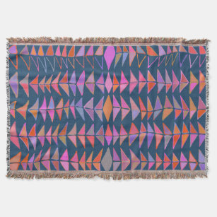 Bold Abstract Geometric Painted Triangles in Blue Throw Blanket