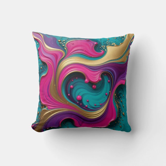 Bold Abstract Heart Swirl – Modern Colourful Art Cushion (Front)