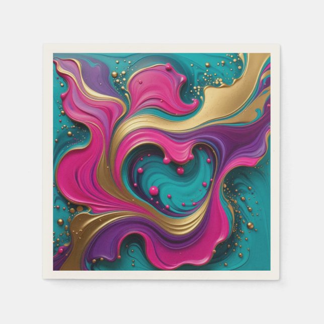 Bold Abstract Heart Swirl – Modern Colourful Art Napkin (Front)