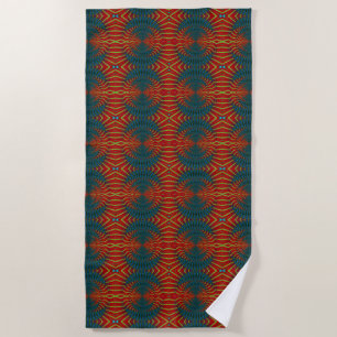 Bold Abstract Hippie Cool Red Blue Ethnic Trippy Beach Towel