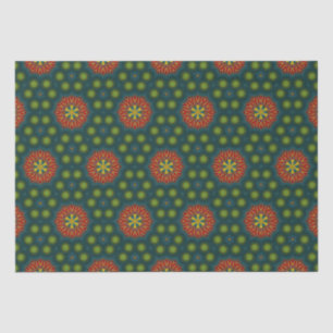 Bold Abstract Hippie Cute Red Green Ethnic Tribal Tissue Paper