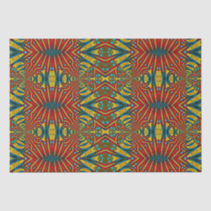 Bold Abstract Hippie Red Yellow Blue Ethnic Trippy Tissue Paper