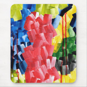 Bold Abstract in Red, Blue, Yellow, and Green Mouse Mat