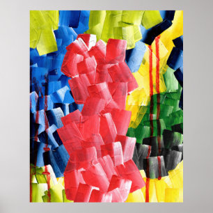 Bold Abstract in Red, Blue, Yellow, and Green Poster