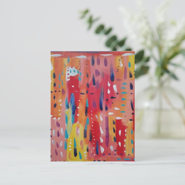 Bold Abstract in Red Orange and Yellow  Postcard (Standing Front)