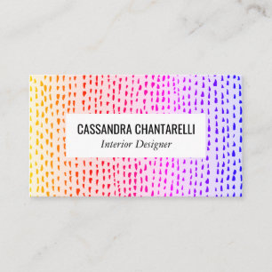 Bold Abstract Ink Dots Rainbow Chic Colourful Business Card