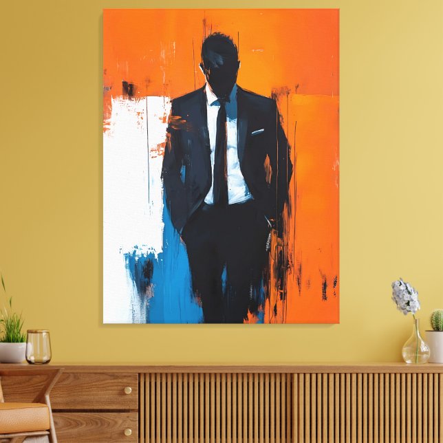 Bold Abstract Man in Suit Canvas Print (Insitu(LivingRoom))