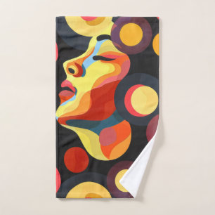 Bold abstract orange yellow bath towel set
