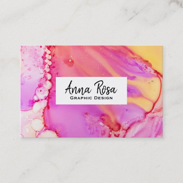 *~* Bold - Abstract Organic Marble Watercolor Business Card (Front)