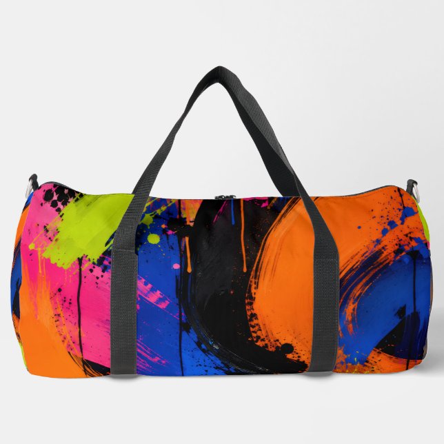 Bold Abstract Paint Splash Duffle Bag (Front)