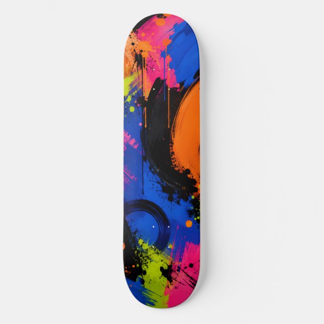 Bold Abstract Paint Splash Skateboard Deck (Front)
