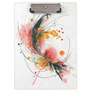 Bold Abstract Pink Orange Floral Splash Clipboard