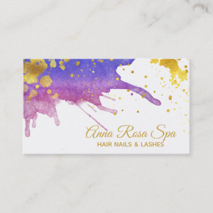 *~ Bold Abstract Purple Glam Watercolor Gold Luxe Business Card