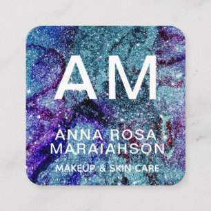 *~* Bold Abstract  QR Artsy GLITTER LOGO PHOTO Square Business Card