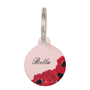 Bold Abstract Roses and Pretty Poppies Pet Tag