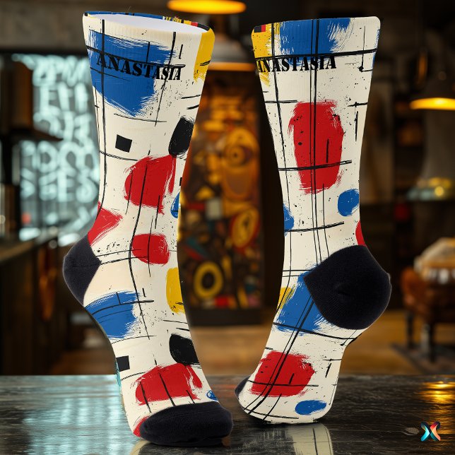 Bold Abstract Socks with Geometric Brushstroke  (Creator Uploaded)