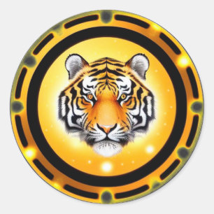 Bold Abstract Tiger Illustration Classic Round Sticker
