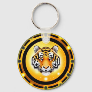 Bold Abstract Tiger Illustration Key Ring