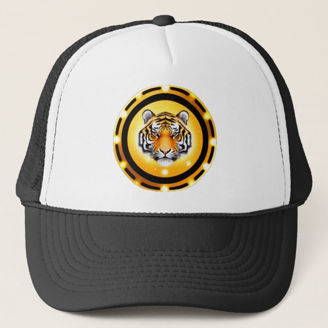 Bold Abstract Tiger Illustration Trucker Hat (Front)