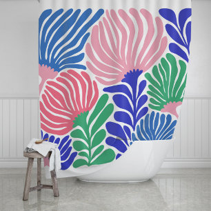 Bold Abstract Trpical Botanical Floral Shower Curtain