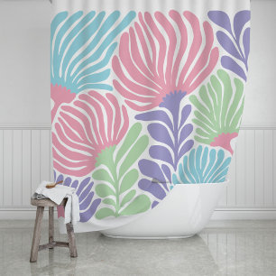 Bold Abstract Trpical Botanical Floral Shower Curtain