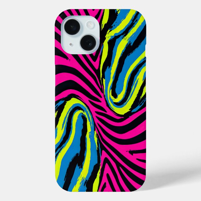 Bold Abstract Zebra Stripe in Bright Colours Case-Mate iPhone Case (Back)