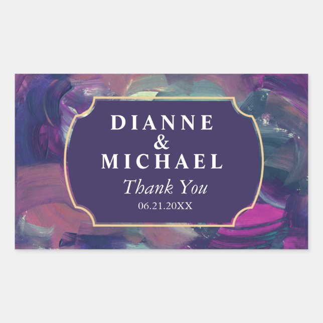 Bold Acrylic Painting Save the Date Rectangular Sticker (Front)