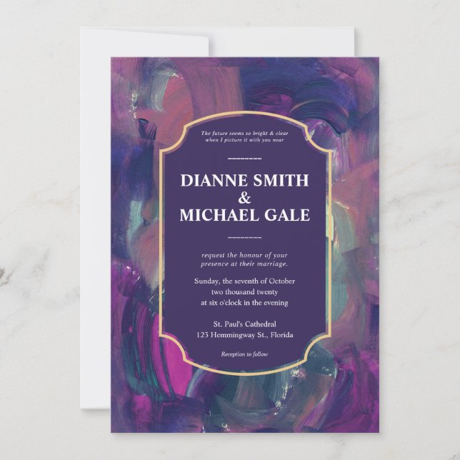 Bold Acrylic Painting Wedding Invitation (Front)