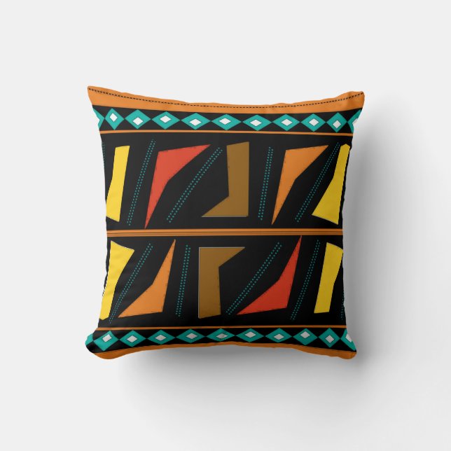 Bold African Print Throw Pillow (Front)