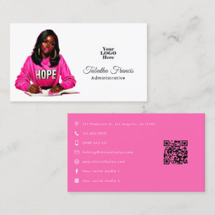 Bold Afro Black Woman Boss in Hot-Pink Business Card