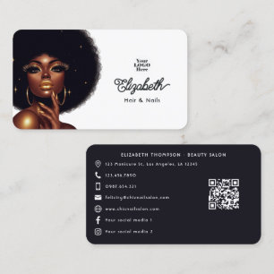 Bold Afro Glam Beauty Salon Business Branding Card