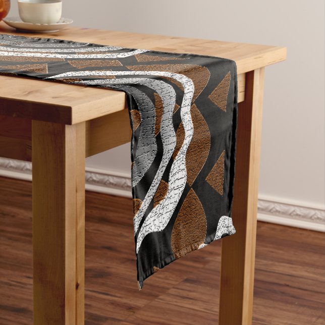 Bold Afrocentric Tribal Abstract Art Print Short Table Runner (In Situ)