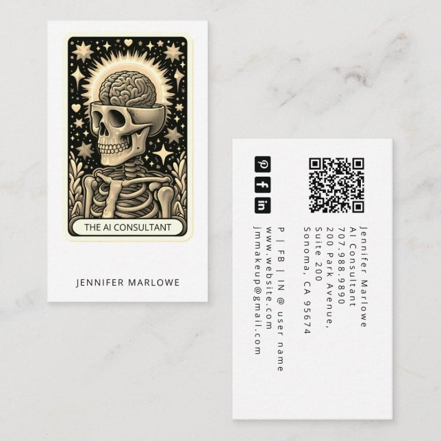 Bold AI Consultant Tarot Card Business Card (Front/Back)