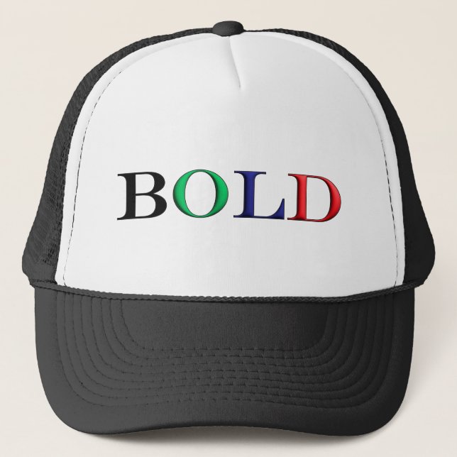 Bold Ambition Typograph Colourful Assertive Letter Trucker Hat (Front)