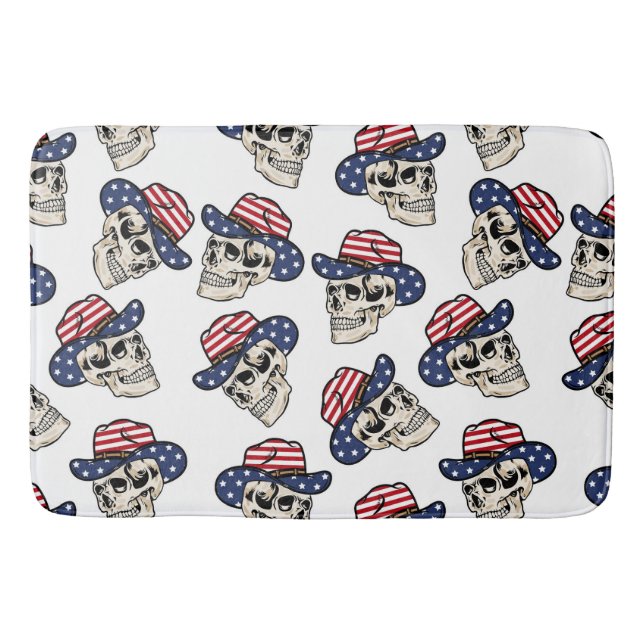 Bold American Cowboy Skull Bath Mat (Front)