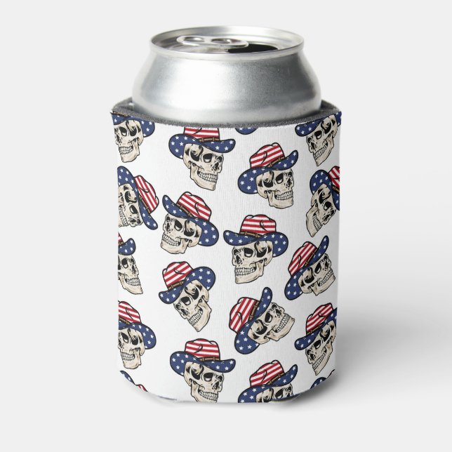Bold American Cowboy Skull Can Cooler (Can Back)