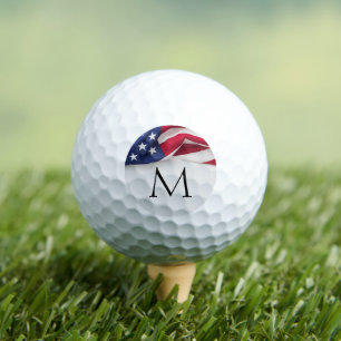 Bold American Flag Name Monogram Golf Balls