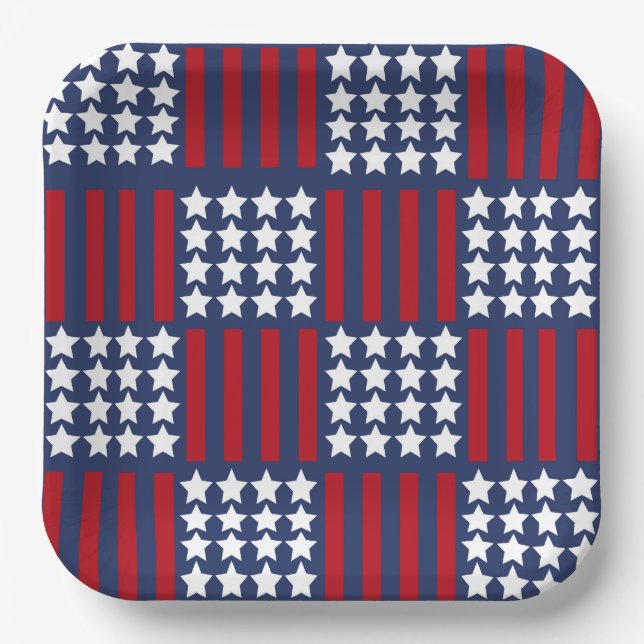  Bold American Spirit Stars & Stripes Celebration Paper Plate (Front)