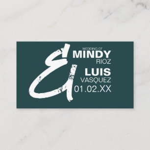 BOLD AMPERSAND Grunge Green White Wedding RSVP Enclosure Card