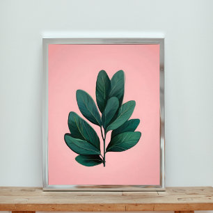 Bold and Beautiful: Green Leaf on Pink Photo Print