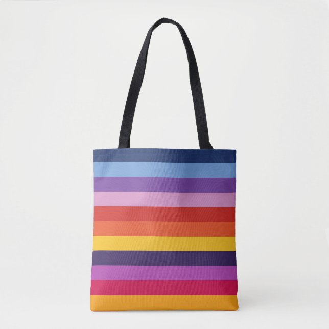 Bold and beautiful rainbow stripes  tote bag (Front)